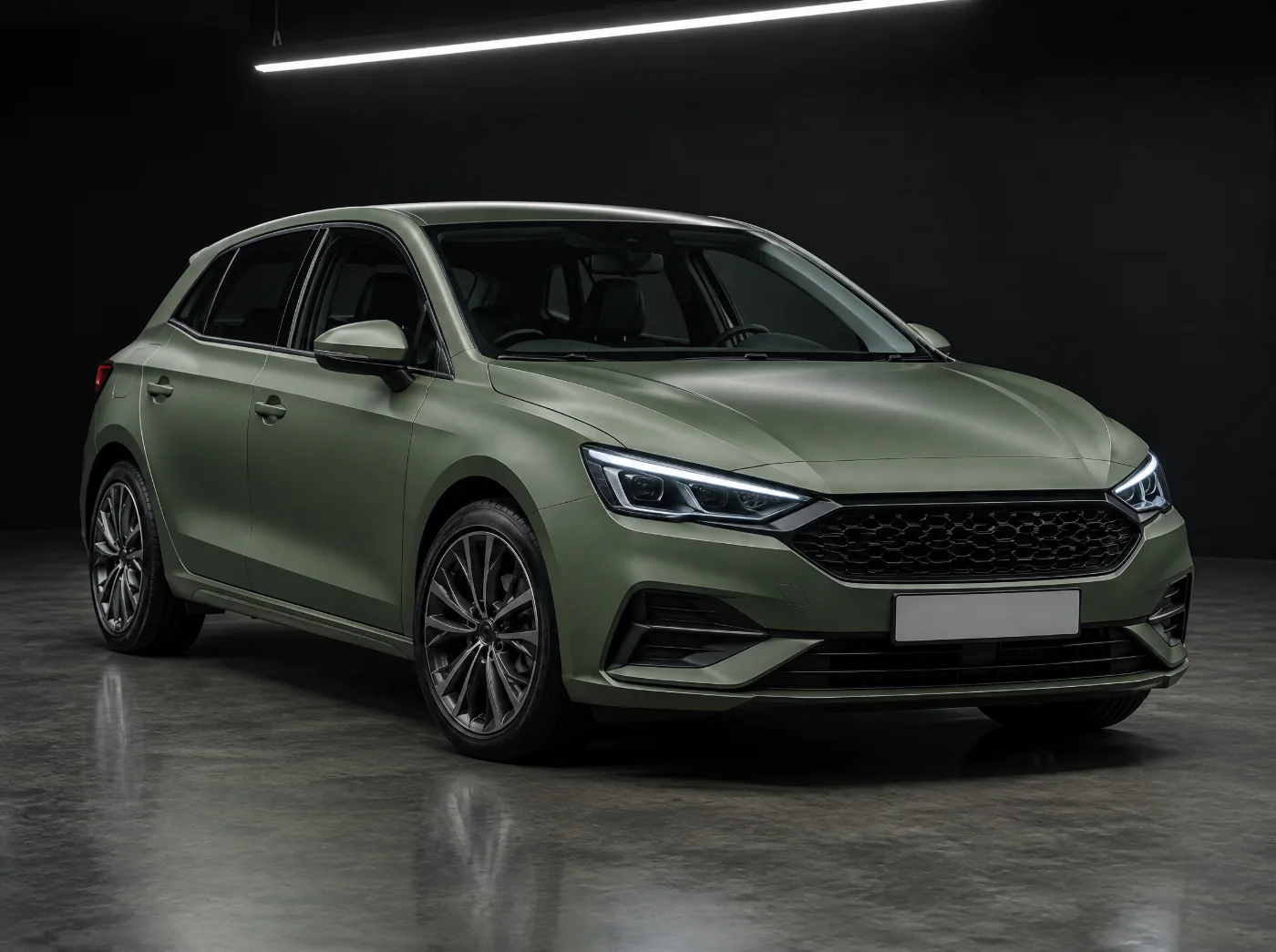 Hatchback satiininvihreällä kalvolla