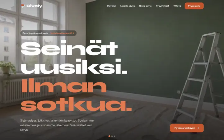 Sively Maalaus: esimerkkisivun etusivu